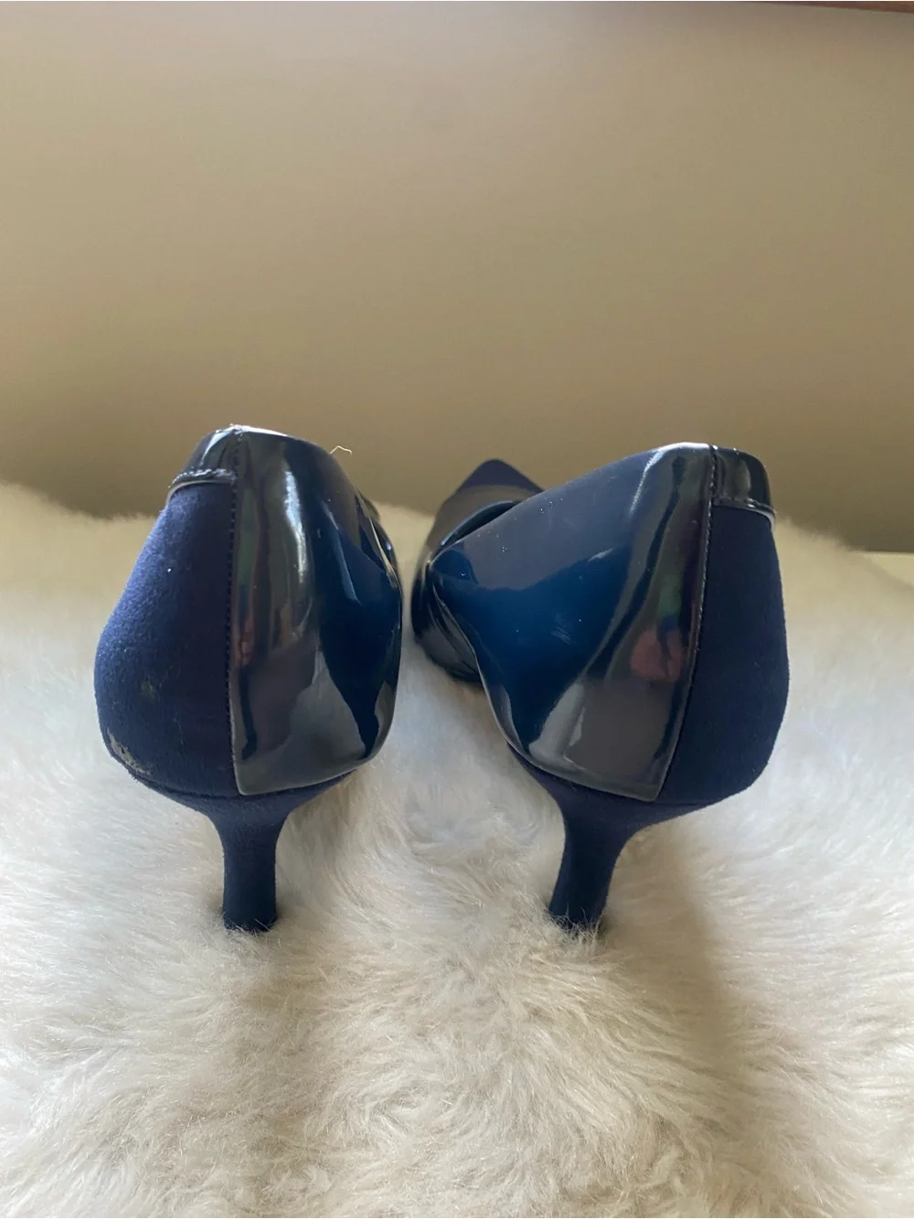 comfort plus by Predictions Navy Pointed-Toe Patent & Suede Pumps